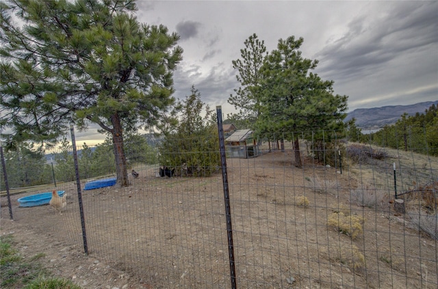 view of yard featuring a mountain view
