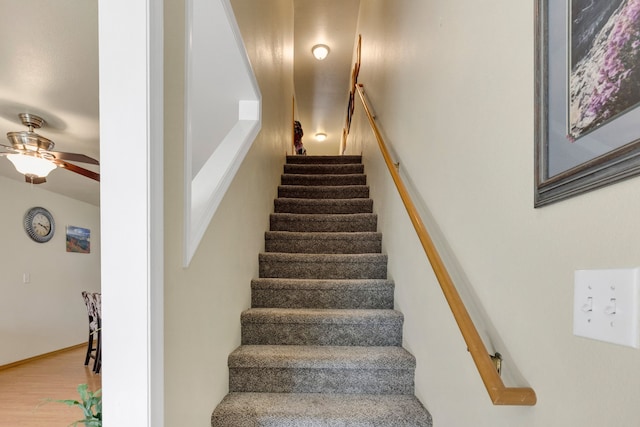 1923 Montana St Unit B, Missoula, MT 59801 - stairway featuring a ceiling fan and wood finished floors
