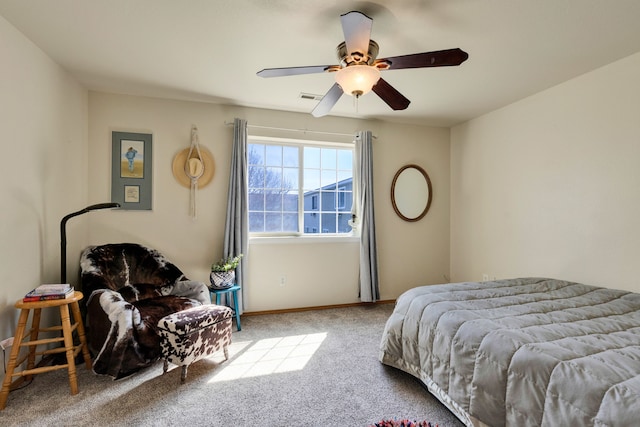 1923 Montana St Unit B, Missoula, MT 59801 - bedroom featuring carpet, visible vents, baseboards, and ceiling fan