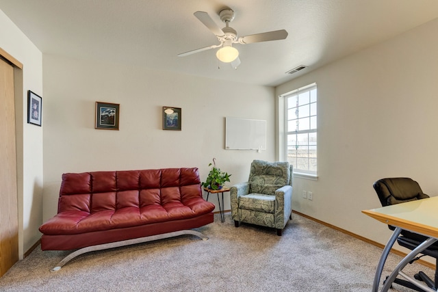 1923 Montana St Unit B, Missoula, MT 59801 - carpeted living room with ceiling fan, baseboards, and visible vents