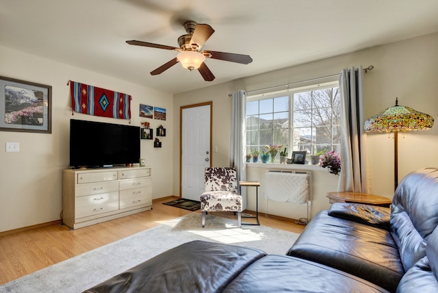 1923 Montana St Unit B, Missoula, MT 59801 - living room featuring light wood-style flooring, baseboards, and ceiling fan