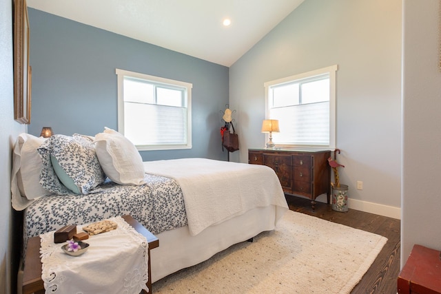 716 Shadow Dancer Way, Stevensville, MT 59870 - bedroom with wood finished floors, vaulted ceiling, and recessed lighting
