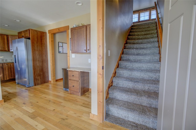 3774 Juliet Dr, Helena, MT 59602 - stairs featuring baseboards, recessed lighting, and wood finished floors