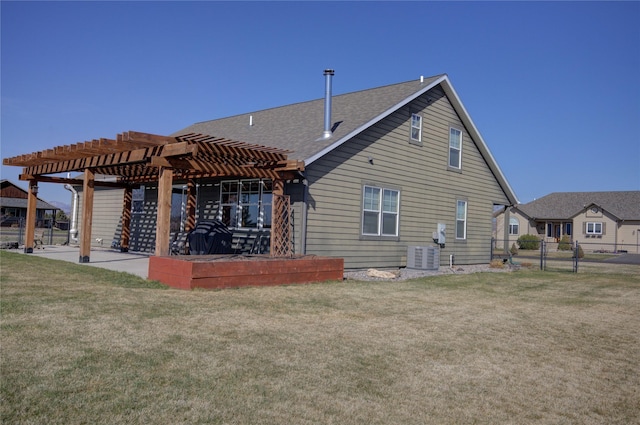 3774 Juliet Dr, Helena, MT 59602 - rear view of property featuring a patio, fence, a yard, and a pergola