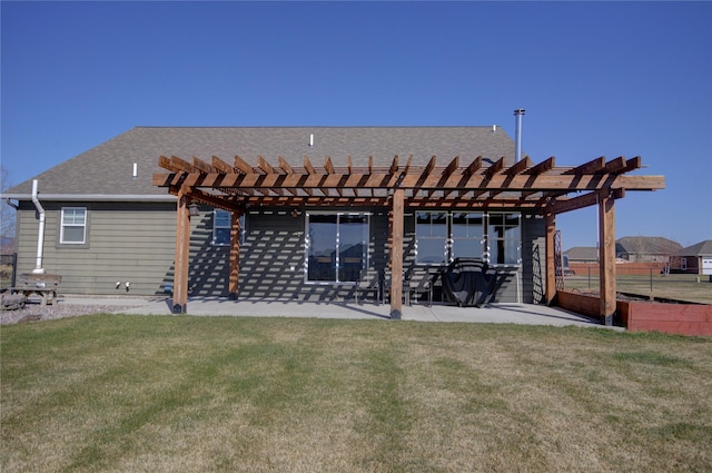 3774 Juliet Dr, Helena, MT 59602 - rear view of house featuring a pergola, a patio, a lawn, and fence