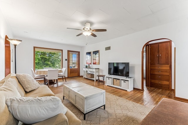 14668 Shore Acres Dr, Bigfork, MT 59911 - living area featuring light wood-style flooring and ceiling fan