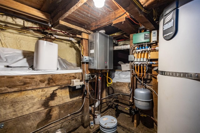 utility room with water heater