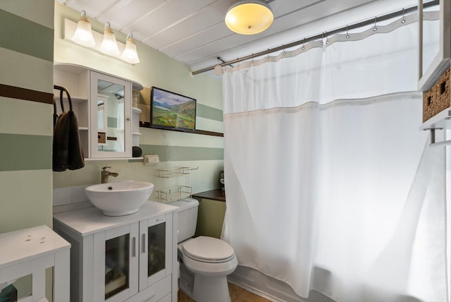 bathroom with toilet and vanity