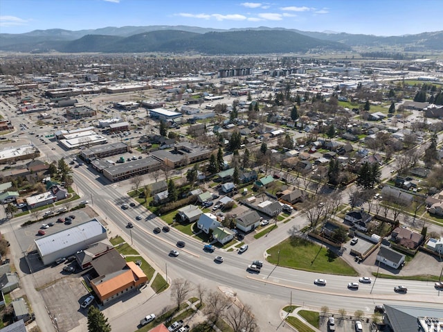 bird's eye view featuring a mountain view