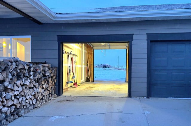 view of garage
