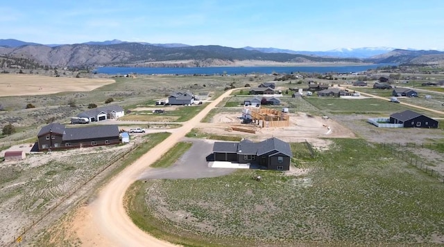 aerial view of a water and mountain view