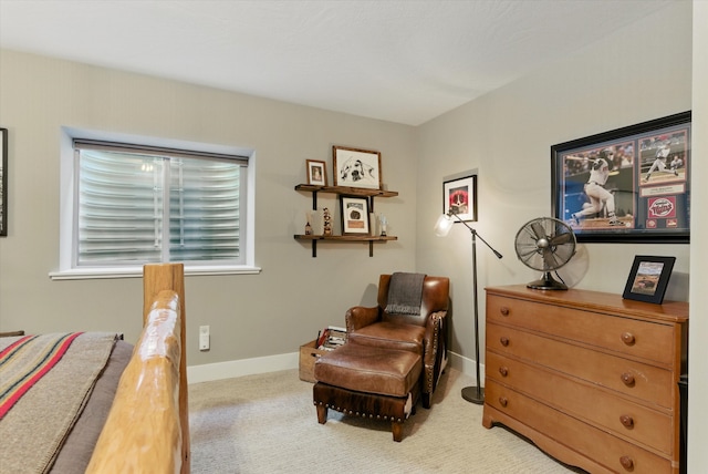 sitting room featuring baseboards and carpet flooring