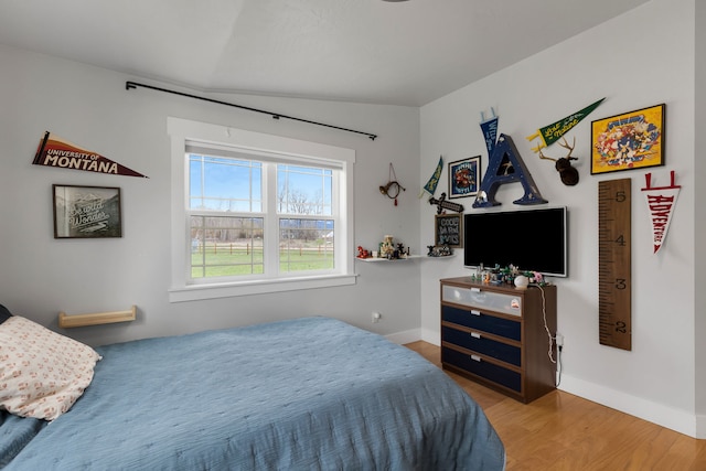 bedroom featuring baseboards and wood finished floors
