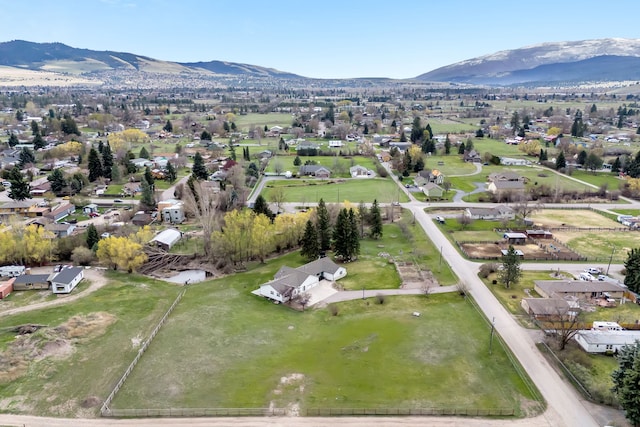 birds eye view of property featuring a residential view and a mountain view