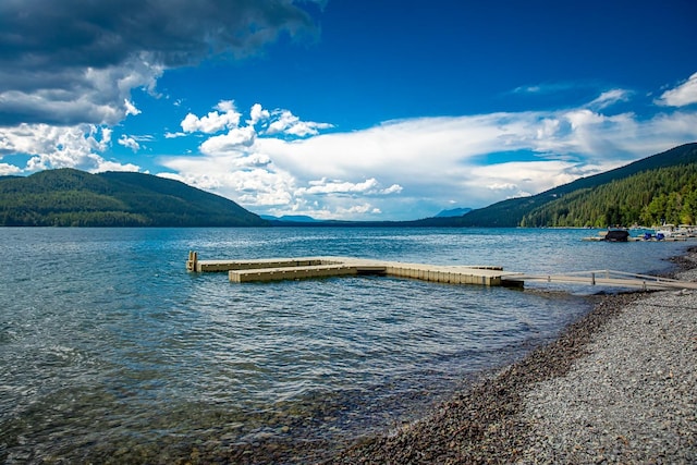 62 Limber Pne, Whitefish, MT 59937 - dock area featuring a water and mountain view and a wooded view