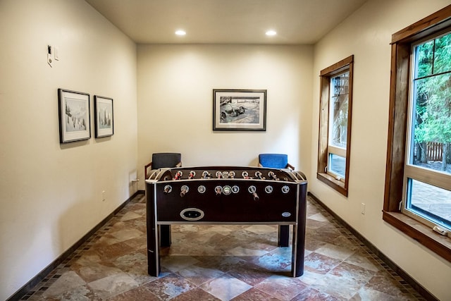 62 Limber Pne, Whitefish, MT 59937 - playroom with recessed lighting, stone finish floor, and baseboards