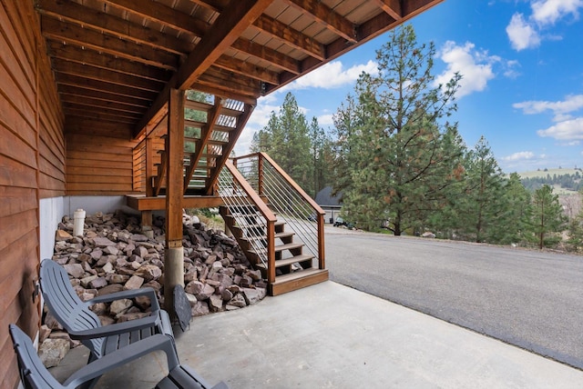 view of patio featuring stairs