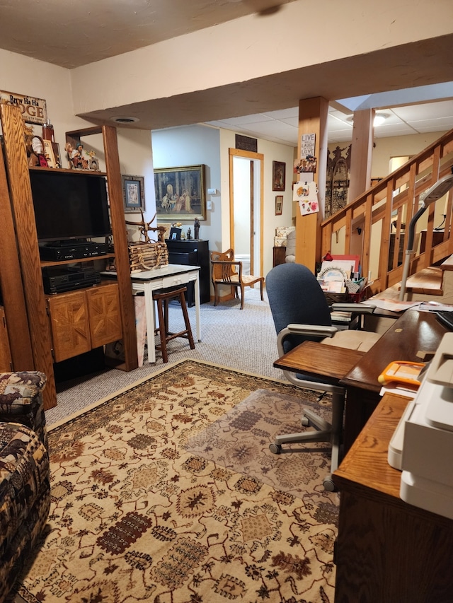 home office with carpet floors