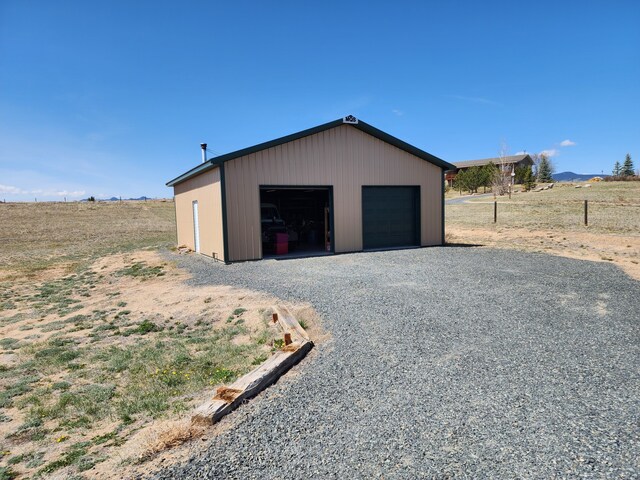 view of detached garage