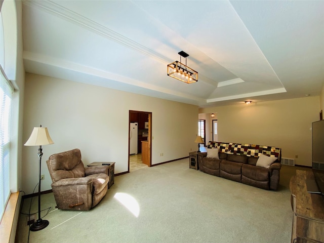 5055 Jordan Ct, Missoula, MT 59803 - living area featuring light colored carpet and a raised ceiling