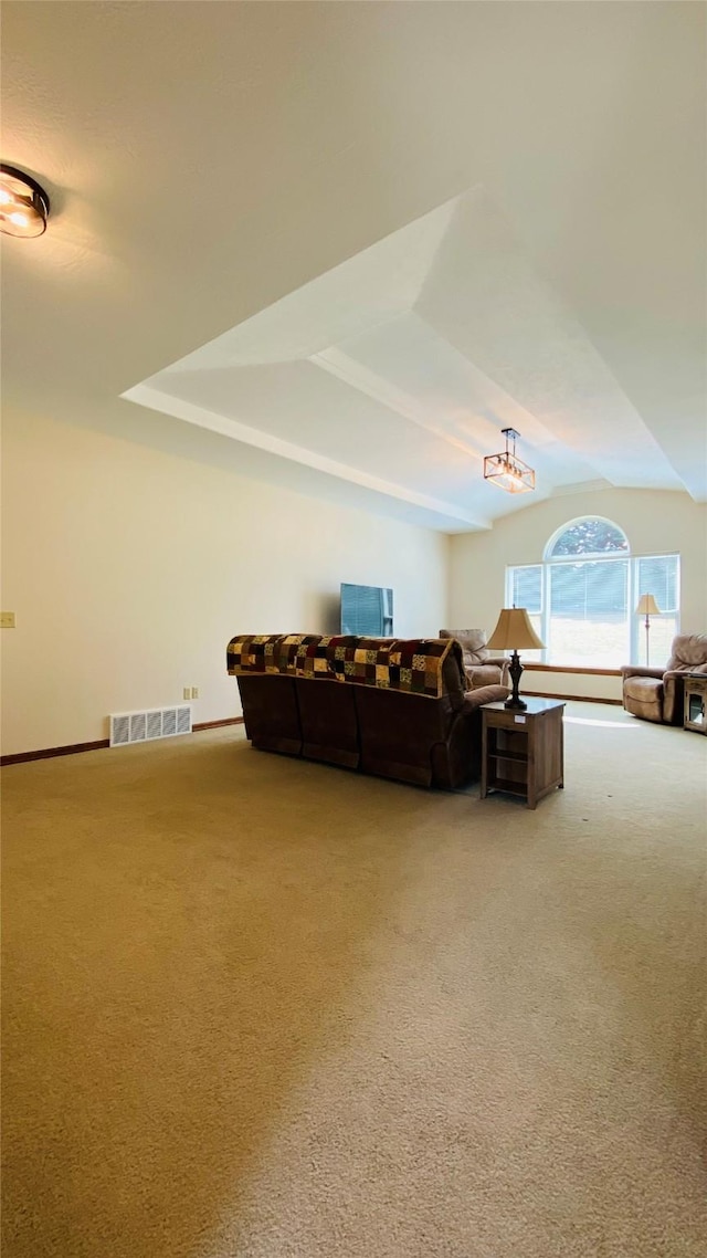 5055 Jordan Ct, Missoula, MT 59803 - living room featuring light colored carpet and lofted ceiling