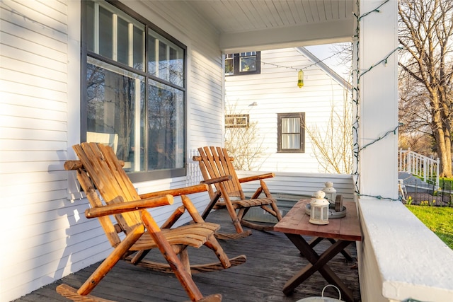 deck featuring covered porch