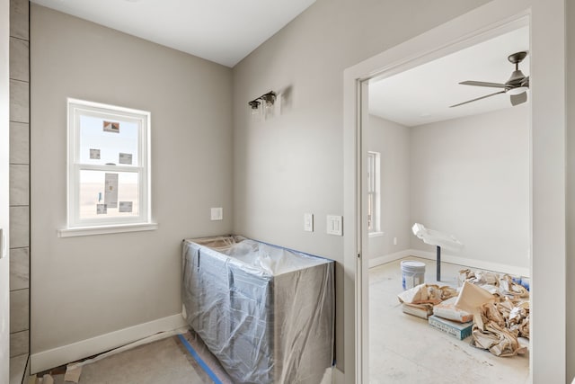bathroom with ceiling fan