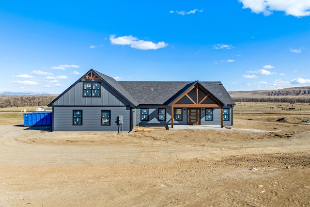 modern farmhouse with board and batten siding
