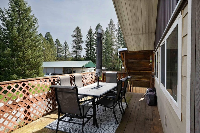57 Fir St, Trout Creek, MT 59874 - wooden terrace with outdoor dining area