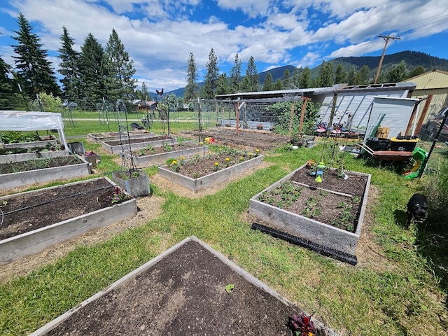 57 Fir St, Trout Creek, MT 59874 - view of green lawn featuring a mountain view and a garden