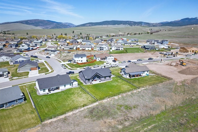aerial view featuring a residential view and a mountain view