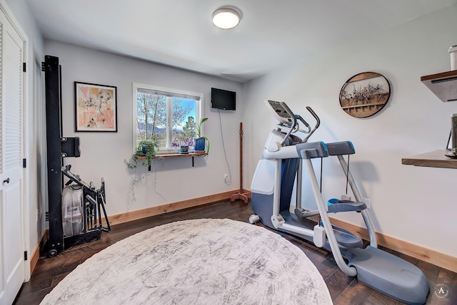 3570 Juniper Dr, Helena, MT 59602 - workout room featuring dark wood finished floors
