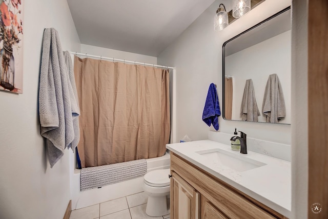 3570 Juniper Dr, Helena, MT 59602 - bathroom with vanity, tile patterned flooring, and shower / bathtub combination with curtain
