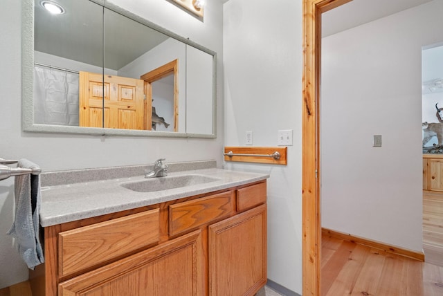 1000 Kelley Rd, Columbia Falls, MT 59912 - bathroom featuring wood finished floors, vanity, and baseboards