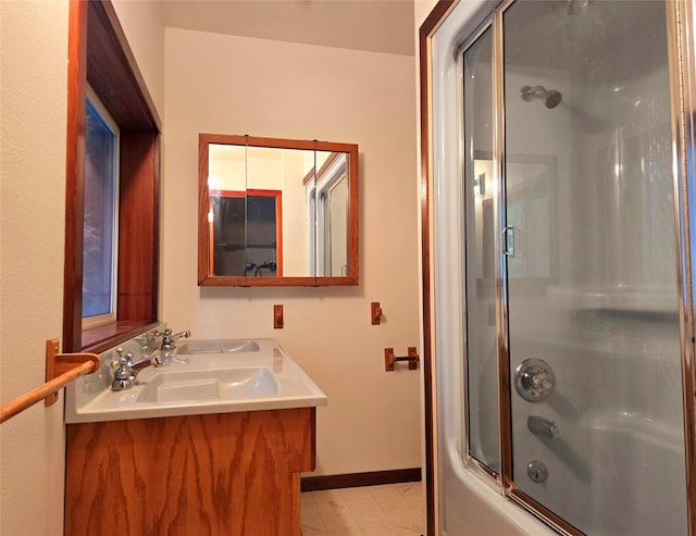225 Marten Creek Rd, Trout Creek, MT 59874 - full bath featuring bath / shower combo with glass door and double vanity