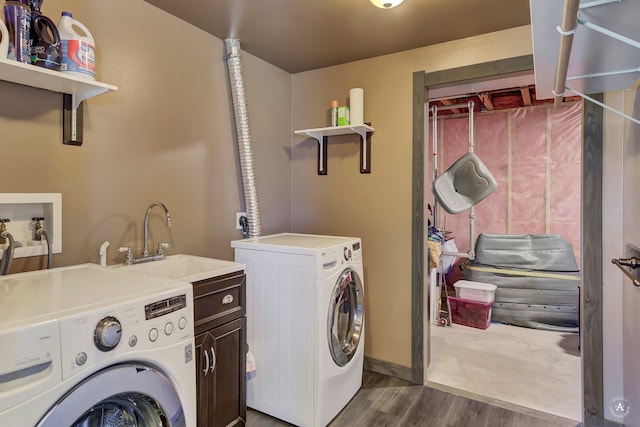 24 Hilltop Dr, Clancy, MT 59634 - laundry room featuring separate washer and dryer, dark wood-style flooring, and cabinet space