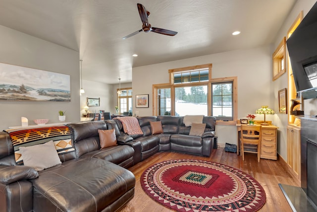 780 Anglers Bend Way, Missoula, MT 59802 - living area with recessed lighting, wood finished floors, a ceiling fan, and plenty of natural light