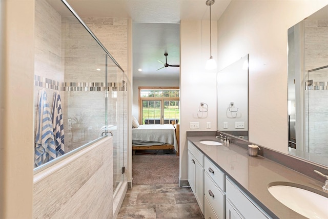 780 Anglers Bend Way, Missoula, MT 59802 - full bathroom with a ceiling fan, a sink, and a stall shower