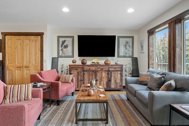 675 Beaver Lake Rd, Whitefish, MT 59937 - living room with recessed lighting and wood finished floors