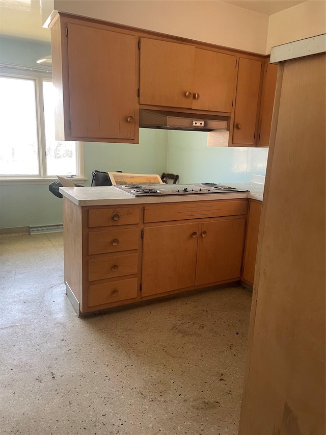 800 16th St S, Great Falls, MT 59405 - kitchen featuring wall chimney exhaust hood, light countertops, and cooktop