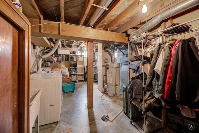730 N Montana Ave, Helena, MT 59601 - unfinished basement with secured water heater, washing machine and clothes dryer, and a sink