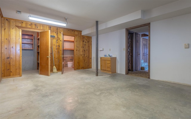 interior space with wood walls