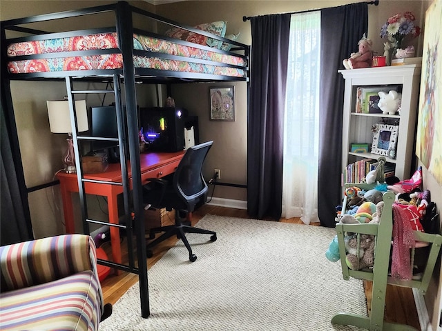 bedroom with lofted ceiling and carpet