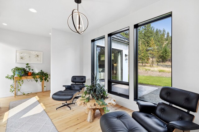 5608 Trinity Way, Florence, MT 59833 - living area featuring recessed lighting, a chandelier, and wood finished floors
