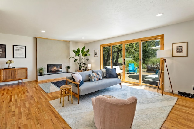 4210 Lincoln Rd, Missoula, MT 59802 - living area featuring baseboards, a fireplace, recessed lighting, and wood finished floors