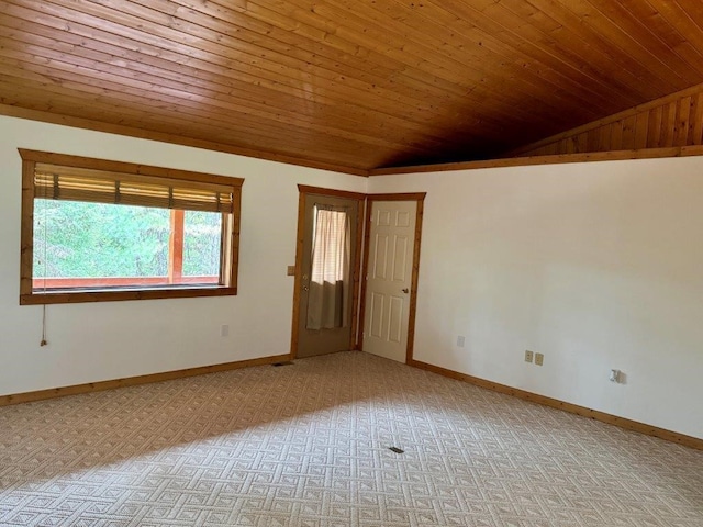 1180 Grandview Dr, Seeley Lake, MT 59868 - carpeted spare room featuring wooden ceiling and vaulted ceiling