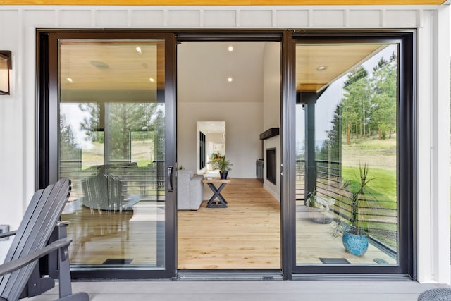 entryway featuring wood finished floors and a healthy amount of sunlight