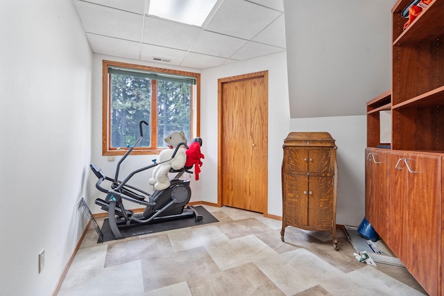 515 Country Way, Kalispell, MT 59901 - exercise area with a paneled ceiling and baseboards