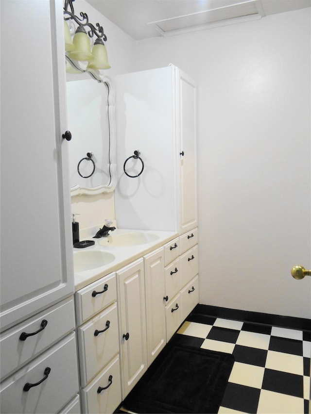 652 Simms Ashuelot Rd, Fort Shaw, MT 59443 - full bathroom featuring double vanity, a sink, tile patterned floors, and a shower