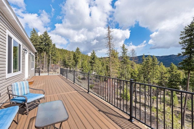 deck with a forest view